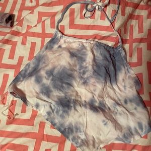 Blue & white tie dye crop top